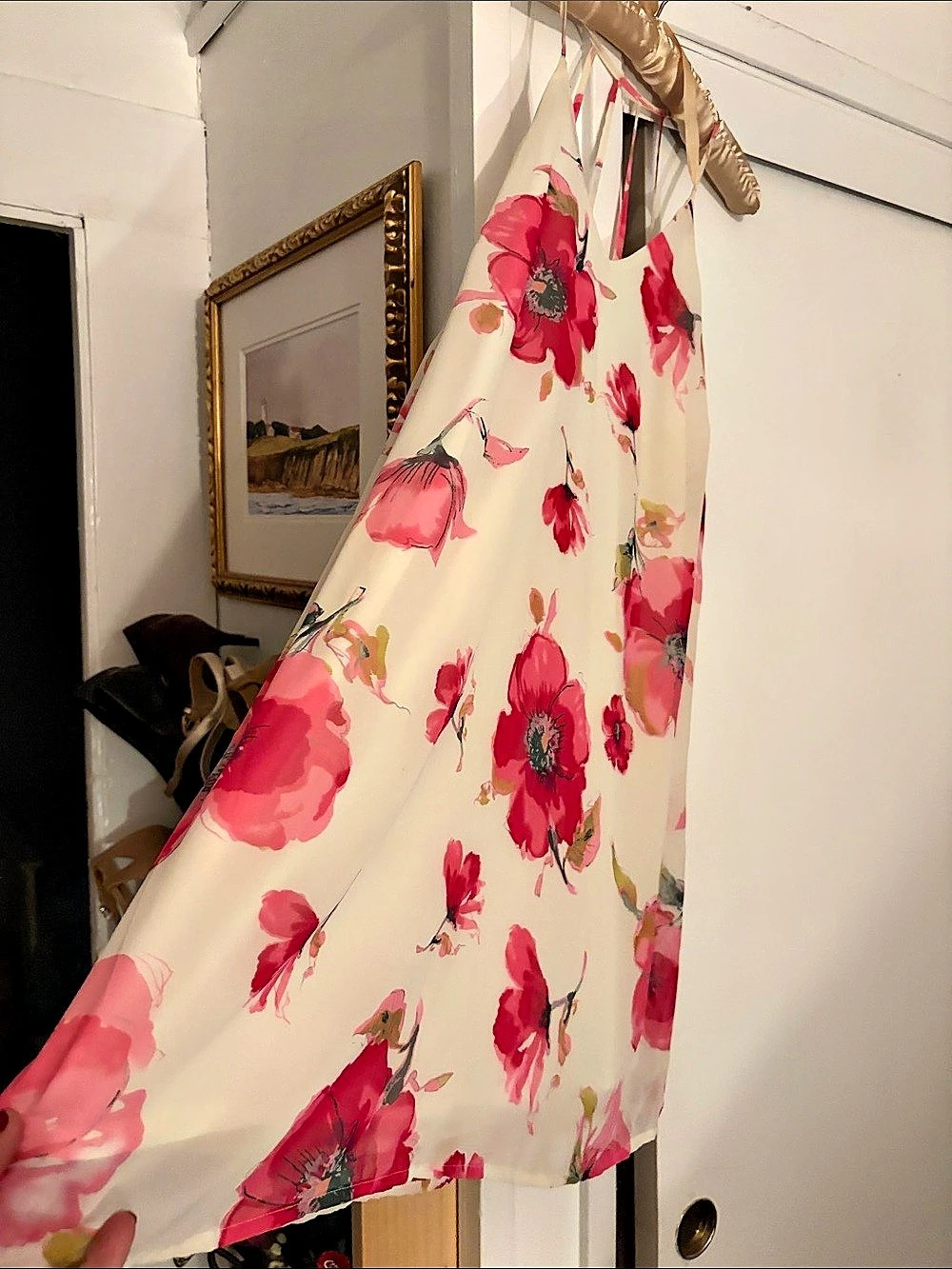 Pink Owl Floral Maxi Dress in Pink & Cream Size Large Like New